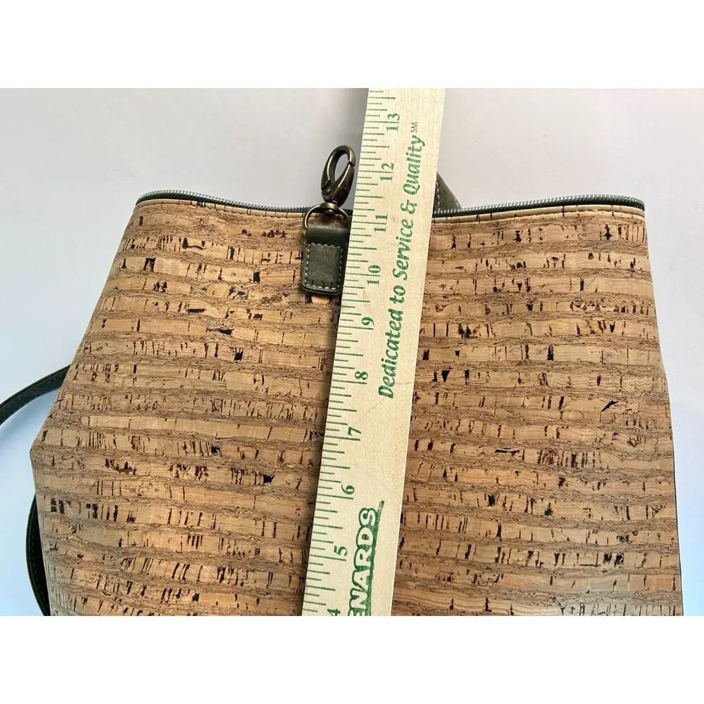 Portuguese Tan Olive Green 100% Natural Cork Convertible Sling Backpack